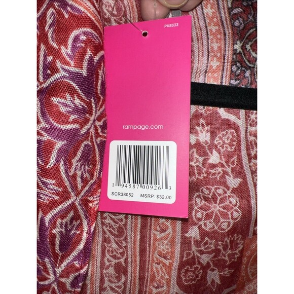 Rampage Swim Cover Scarf Wrap Sheer Red Coral Floral Versatile Sleeveless NWT - Picture 7 of 11